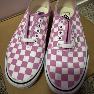 Vans Checkerboard Slip-On in Pink & White